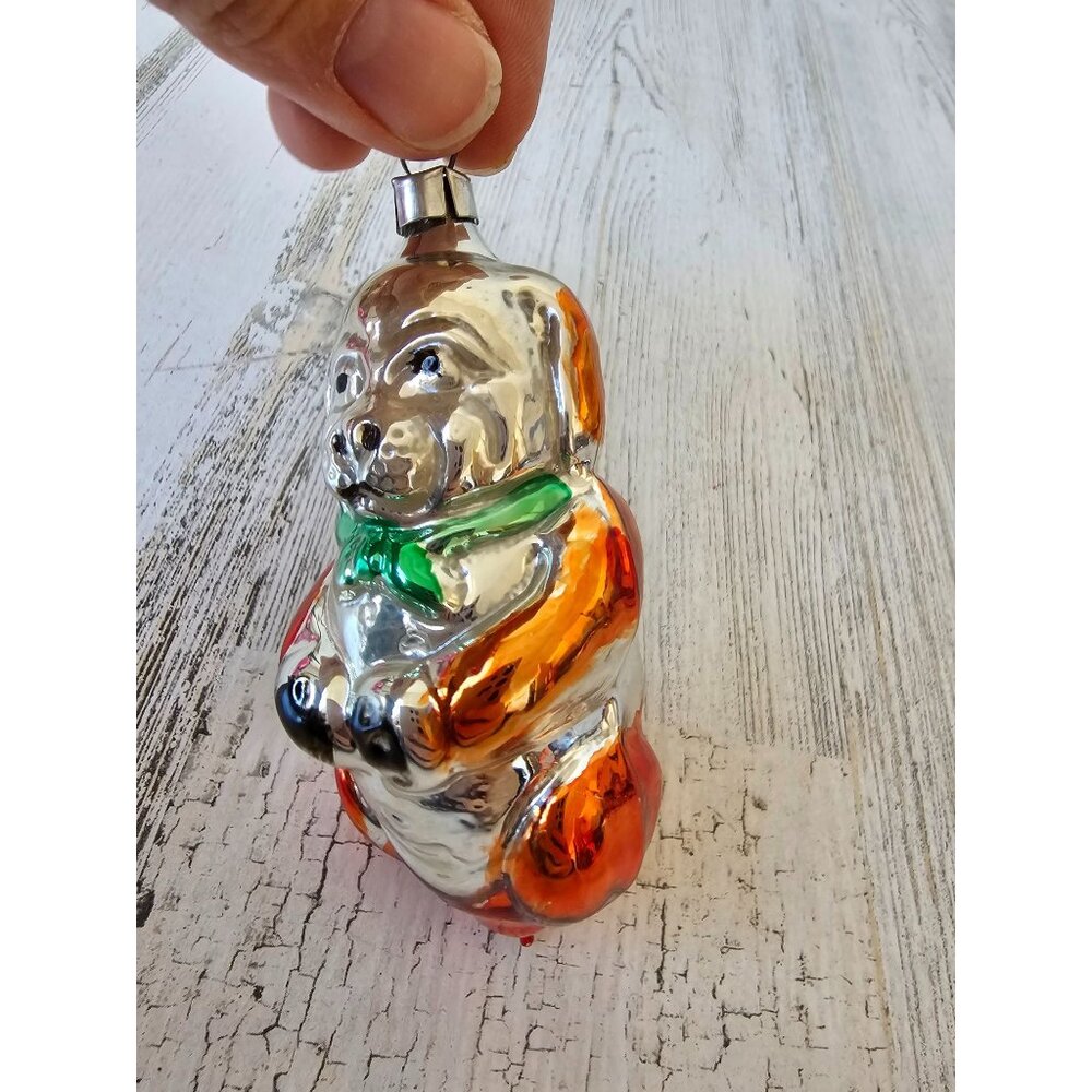 antique bulldog Mercury glass ornament RARE begging West Germany puppy Xmas anim